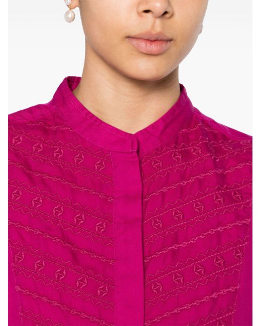 Isabel Marant Pink Britten Embroidered-Detail Shirt