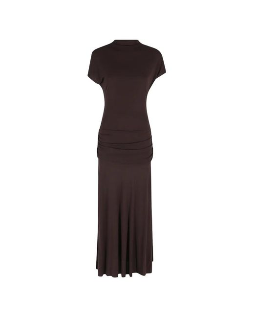 Semicouture Brown Gwen Ruched-Waist Dress