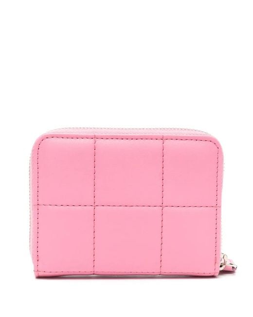 DSquared² Pink Logo-Plaque Quilted Wallet