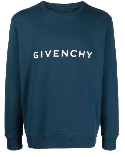 Givenchy Blue Archetype Logo-print Cotton Sweatshirt for men