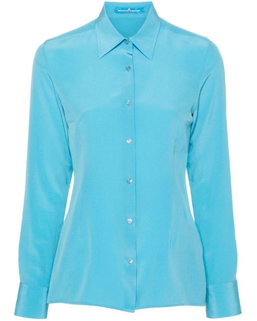 Ermanno Scervino Blue Classic-collar Silk Shirt