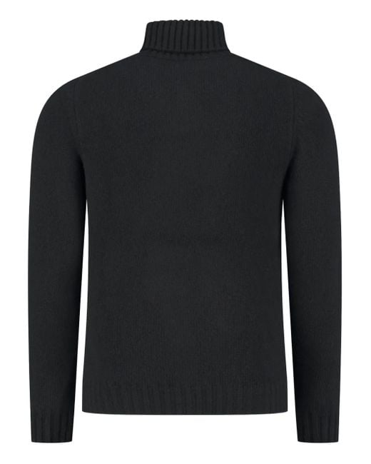 Fedeli Black Roll-Neck Sweater for men