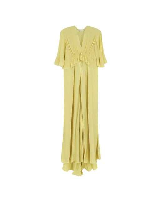 Alberta Ferretti Metallic V-Neck Maxi Dress