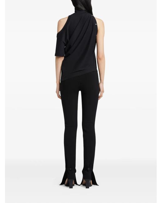 Courreges Blue Twisted Mock-Neck Blouse