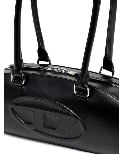 DIESEL Black 1Dr Dome Leather Shoulder Bag