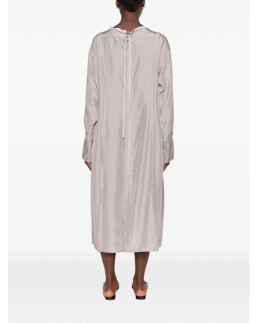 Carven White Lace-Trim Long-Sleeves Midi Dress