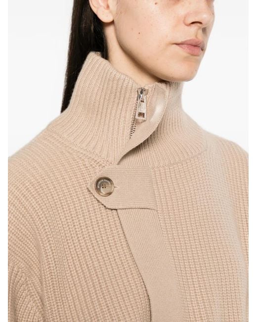 Brandon Maxwell Natural Neal Belted Zip-Front Cardigan