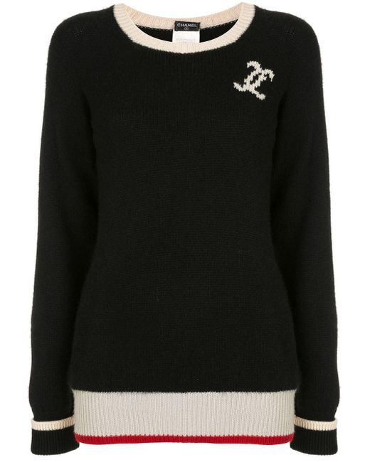 CHANEL CHANEL Knit sweater knitwear Black Used Women Logo CC Coco