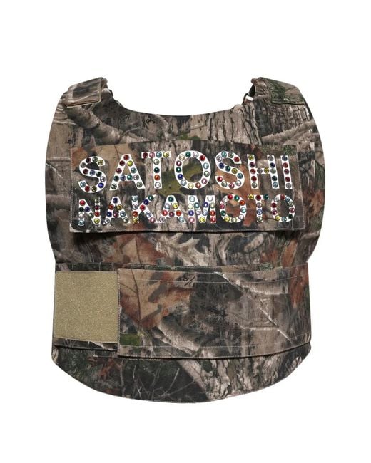 Satoshi Nakamoto Black Studded Camouflage Vest for men