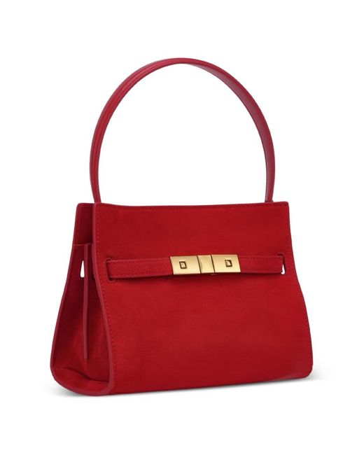 POTAMY Red Square-Buckle Leather Mini Bag