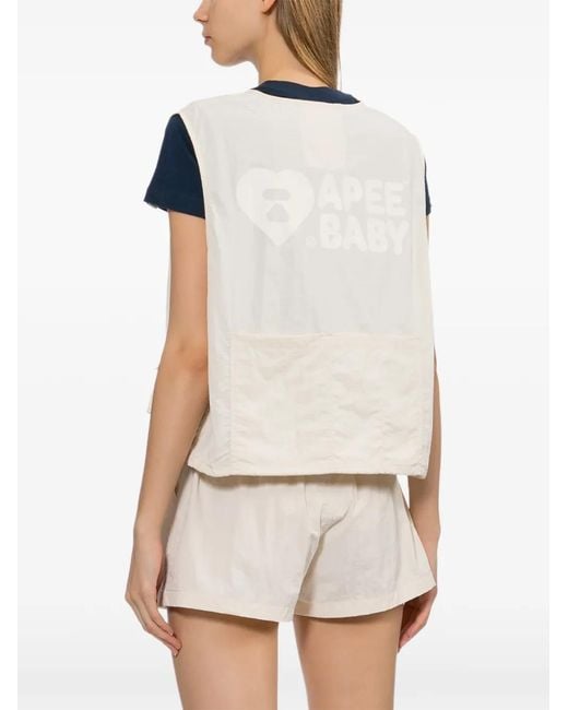 AAPE BY A BATHING AP Natural Logo-Patched Sleeveless Jacket