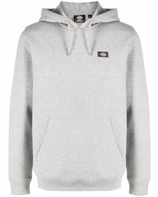 Dickies Gray Logo-patch Long-sleeve Hoodie for men