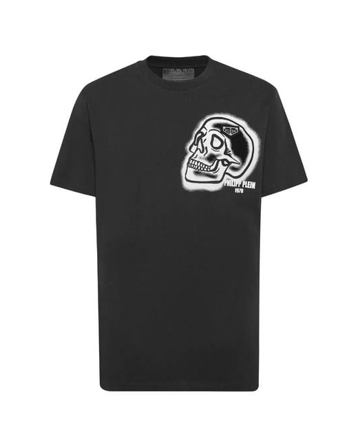Philipp Plein Black Skull-Print Round-Neck T-Shirt for men