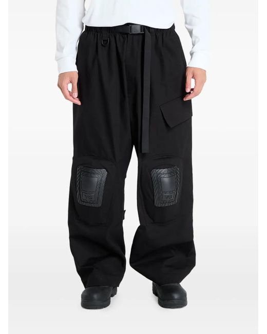 Y-3 Black Prt Knee-Patch Cargo Trousers for men