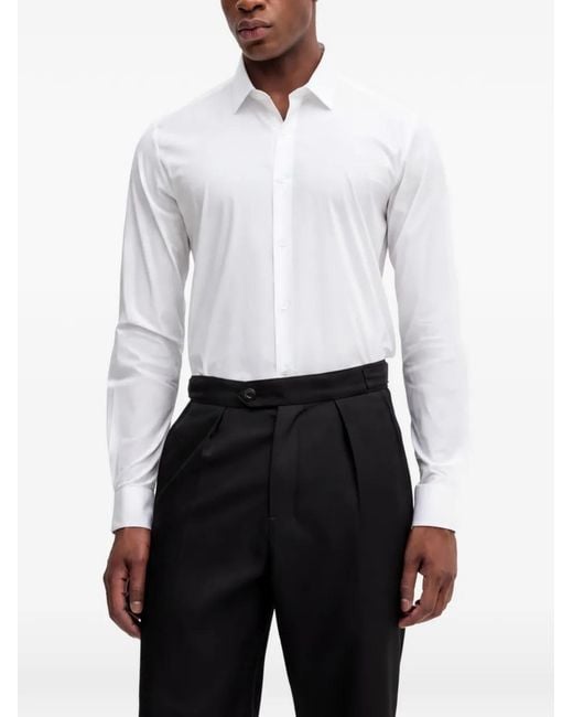Trussardi White Logo-Embroidery Shirt for men