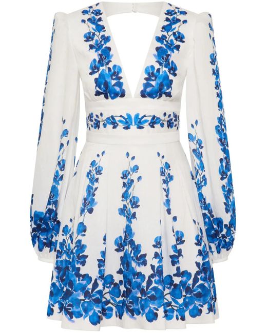 Rebecca Vallance Blue Minikleid Mit Blumen-Print