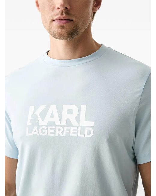 Karl Lagerfeld Blue Logo-Print T-Shirt for men