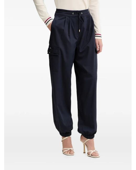 Liu Jo Blue Logo-Plaque Drawstring Track Pants