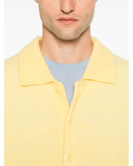 Sandro Yellow Wing-Collar Buttoned Cardigan for men
