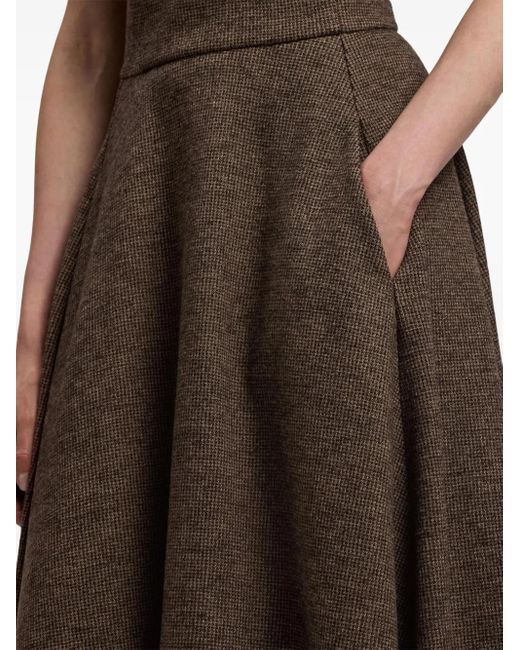 Ralph Lauren Margaret Midi-Jurk Met Korte Mouwen in het Brown