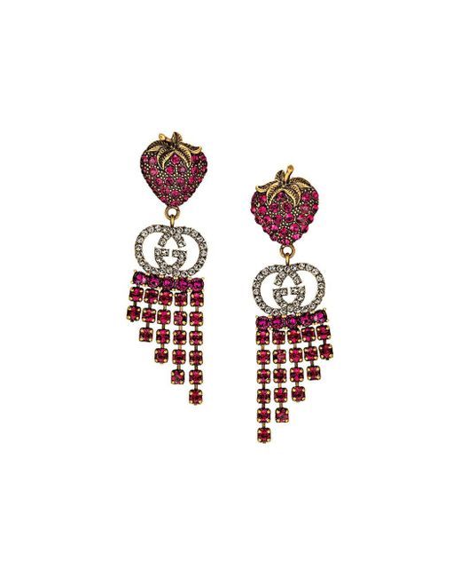 Gucci Red Strawberry Drop Earrings