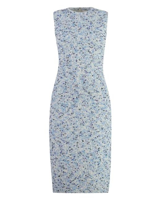 St. John Blue Sleeveless Speckled Midi Dress