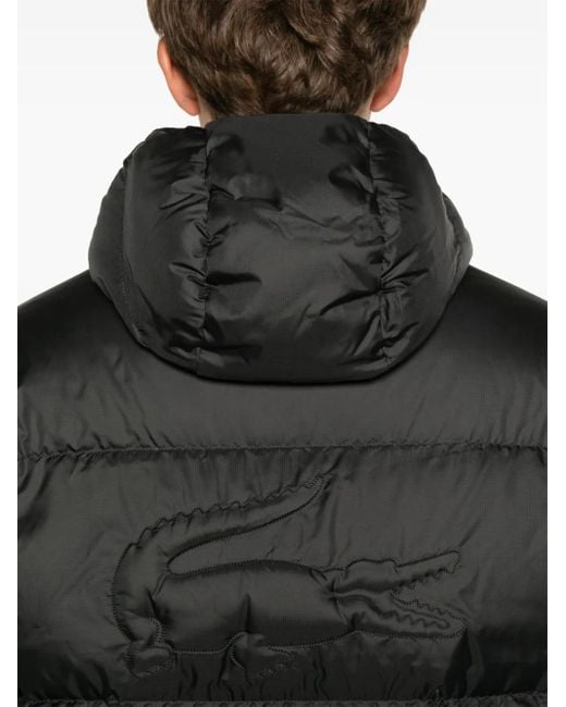 Piumino Con Cappuccio di Lacoste in Black da Uomo