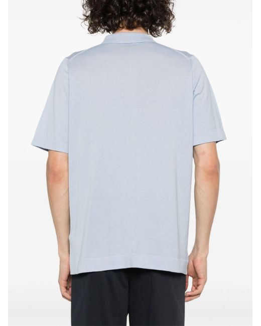 John Smedley White Fine-knit Short-sleeved Shirt for men