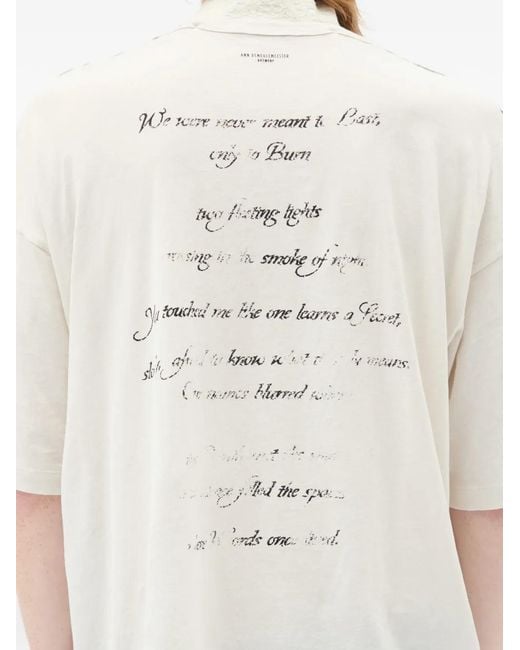 Ann Demeulemeester White Slogan-Print T-Shirt for men