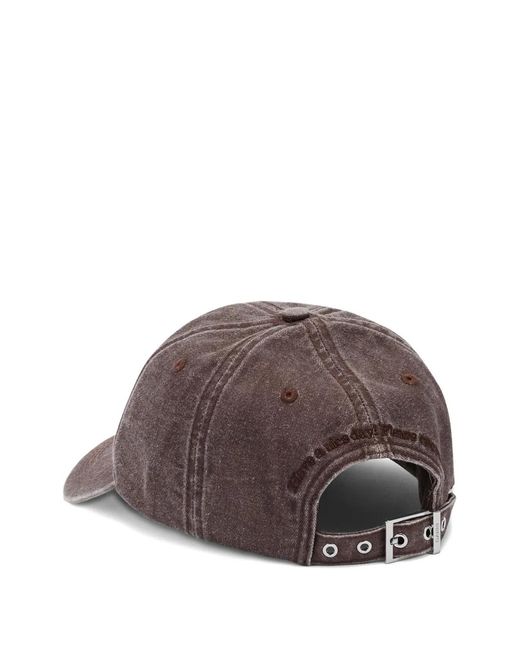 Ganni Brown Washed Canvas Cap