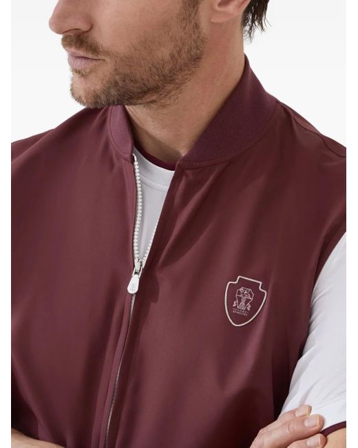 Brunello Cucinelli Spencer Met Rits En Logo in het Red voor heren