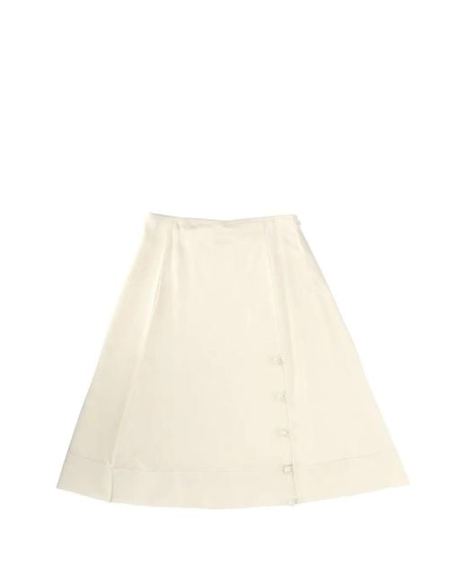 Jil Sander Natural Buttoned Midi Skirt