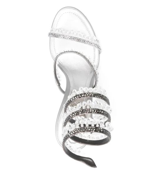 Rene Caovilla White 105Mm Crystal-Embellished Spiral Sandals