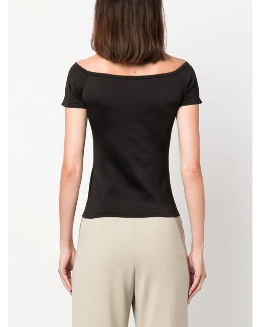 Ralph Lauren Black Boat Neck Silk Blend Shirt