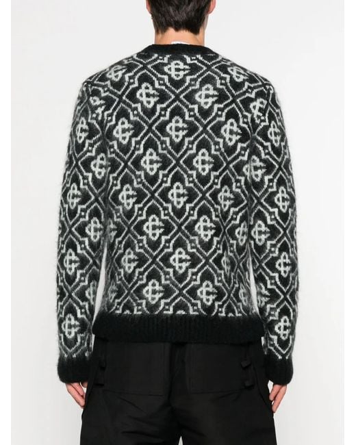 Casablanca Black Monogram-Pattern Knitted Sweater for men