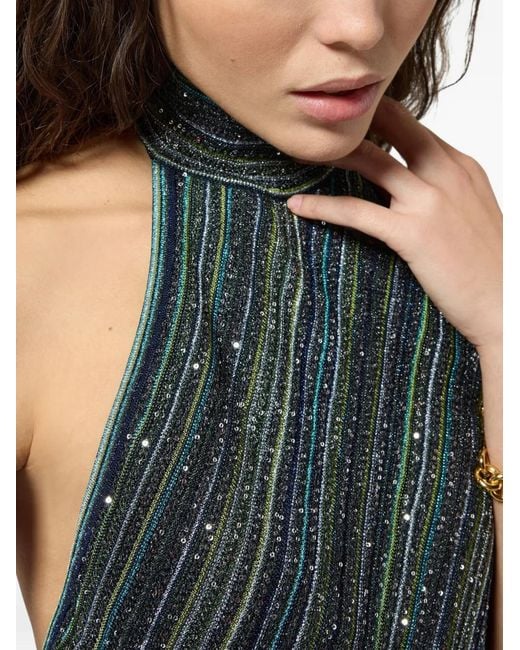 Missoni Blue Mini Dress With Open Back And Sequins