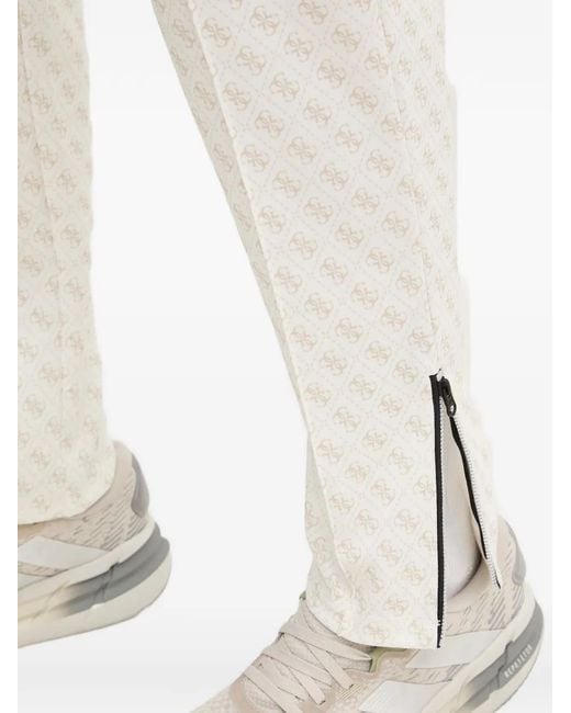 Guess White Patterned Zip Track Pants for men