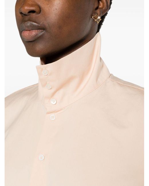 Camisa de popelina con cuello alzado Fabiana Filippi de color Natural