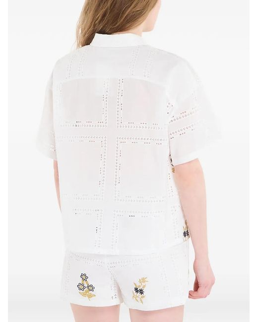 Desigual White Embroidered Eyelet Shirt
