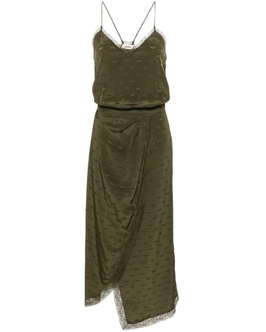 Zadig & Voltaire Green Rixi Wings-jacquard Midi Dress