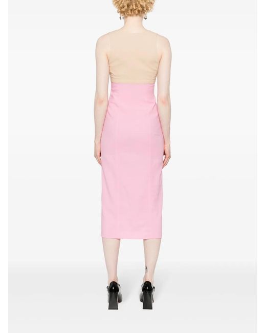 Patou Pink Bow-Detail Two-Tone Midi Dress