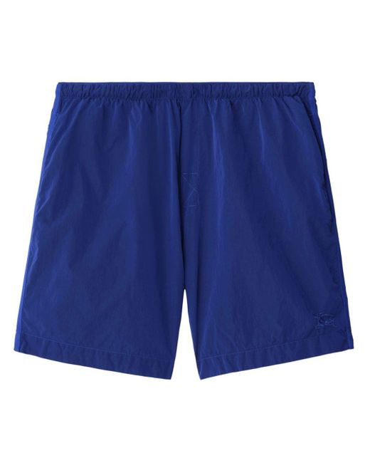 Burberry Blue Ekd-embroidered Elasticated-waist Shorts for men