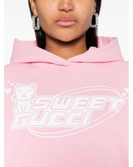 Gucci Pink Sweet -print Cotton Hoodie