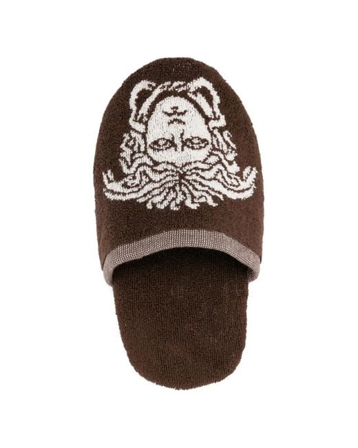 Versace Brown Chaussons À Motif Medusa En Jacquard