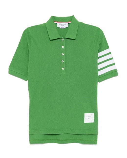 Thom Browne Green Classic Pique 4 Bar Short-Sleeved Polo Top