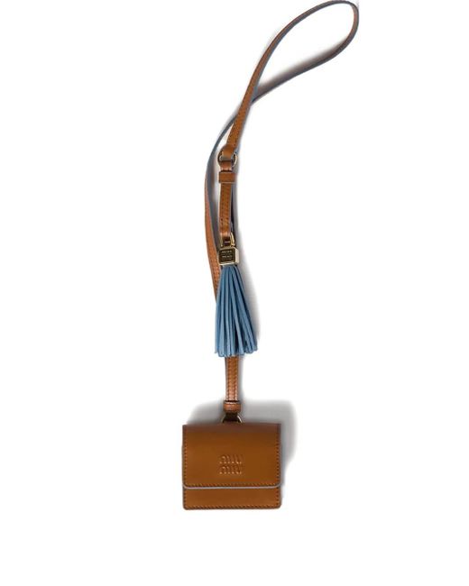 Miu Miu White Tassel-Detail Leather Wallet