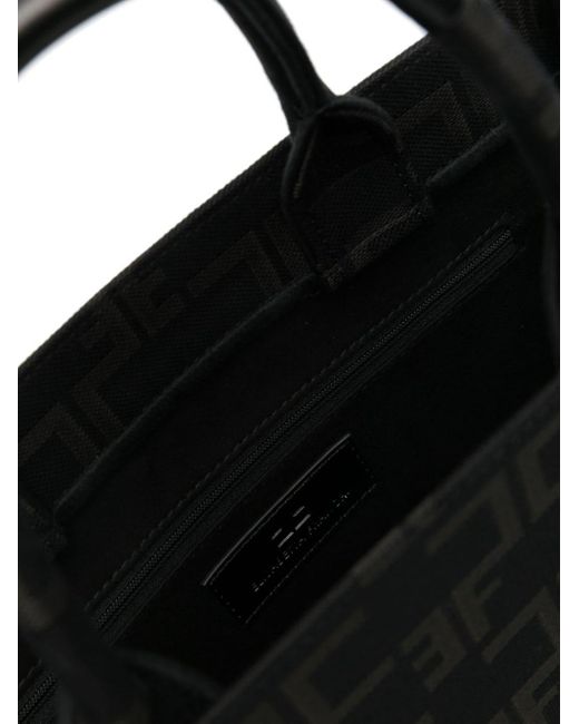 Elisabetta Franchi Black Logo-jacquard Tote Bag