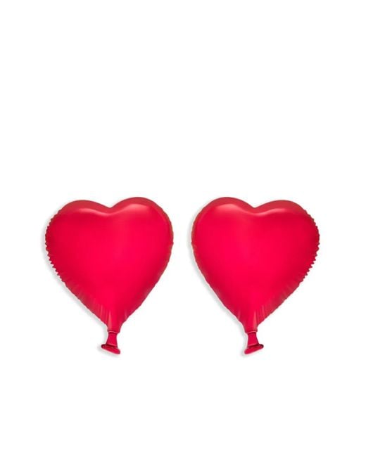 Oscar de la Renta Red Heart Balloon Clip-On Earrings