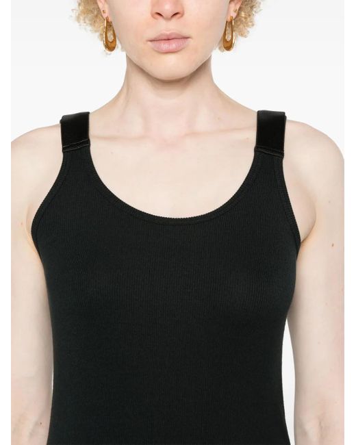 Vestido corto de canalé fino Helmut Lang de color Black