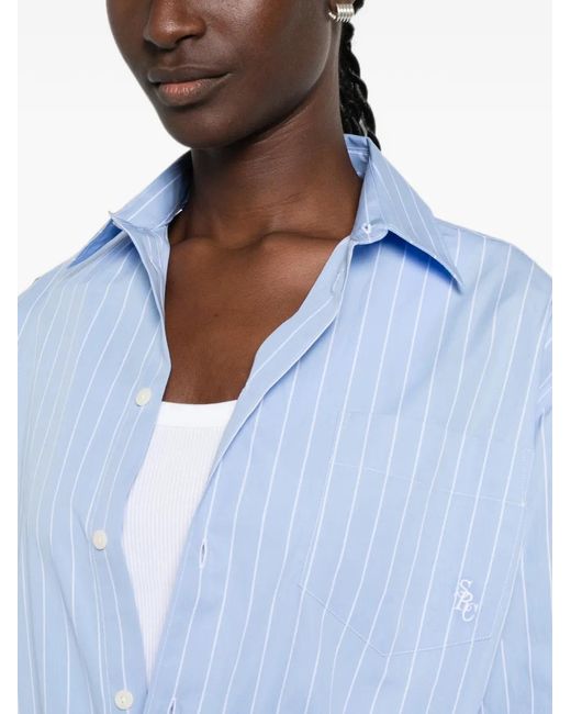 Sporty & Rich Blue Striped Cotton Shirt